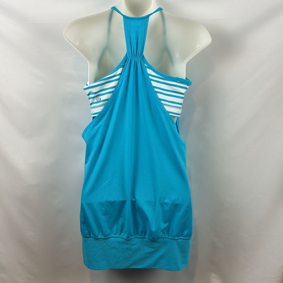 Lululemon No Limit Yoga Tank Built In Bra Blue Twin Striped Top Size 6 - Picture 7 of 11